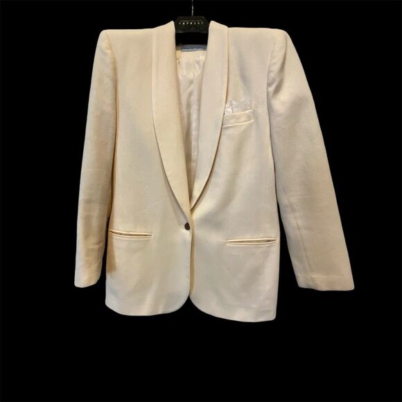 Norton McNaughton Vintage 90s 100% Wool Blazer Ivory Brass Button Lined Medium - Picture 9 of 9